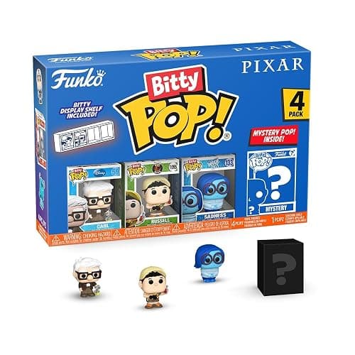 Funko Bitty Pop! Pixar - UP 4PK​ - Carl, Russell (Dug Days), Dug and A Surprise Mystery Mini Figure - 0.9 Inch (2.2 Cm) - Pixar Collection Collectable - Stackable Display Shelf Included - Gift Idea - Image 1