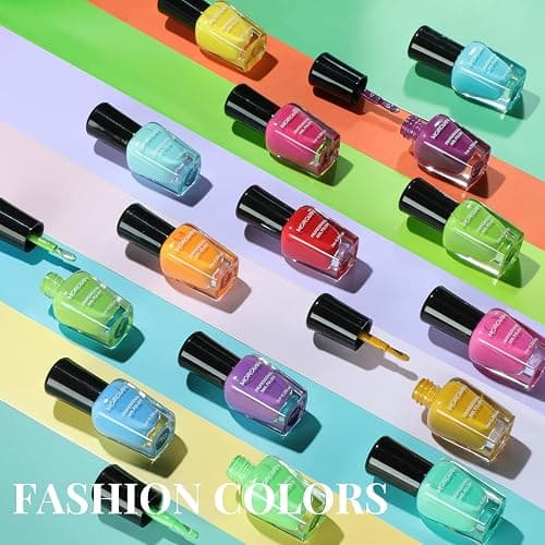 Morovan Bright Nail Polish Set:15 Color Quick Dry Long Lasting Gift Set | 0.27oz Rainbow Toenail Polish Pack Regular Set Fingernail Lacquer Kit Bulk for Women thumbnail 5