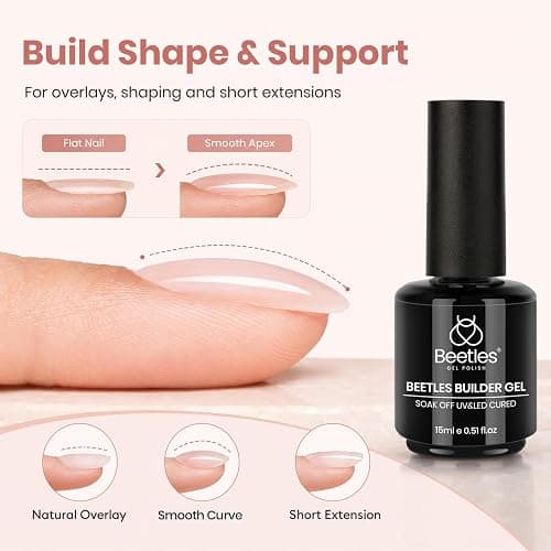Beetles Builder Gel for Nails, 8 in 1 Natural Nude Translucent Color | for Thickening, Strengthening and Building Instant Apex,Beginner-Friendly DIY Salon at Home, UV & LED Lamp Cured Needed thumbnail 3