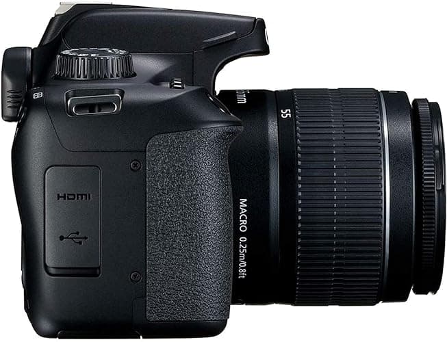 Canon EOS 4000D / Rebel T100 DSLR Camera w/EF-S 18-55mm f/3.5-5.6 Lens 3 Lens Kit Bundled with 128GB Memory + Wide Angle Lens + Telephoto Lens + Flash + More (Renewed) Black thumbnail 3