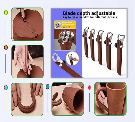 GEOCCI Pottery Handle Making Tool Sculpture Scraper Pottery Carving Tool Pottery Cup Handle Shape Tool for Tea Cup Mug Utensil Vase Handle Clay Cutters (5 PCS) thumbnail 4