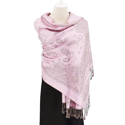 Ciormis Two Tone Silky Paisley Pashmina Shawl Scarf,Soft Women's Rave Jacquard Pashminas Wrap Scarves thumbnail 4
