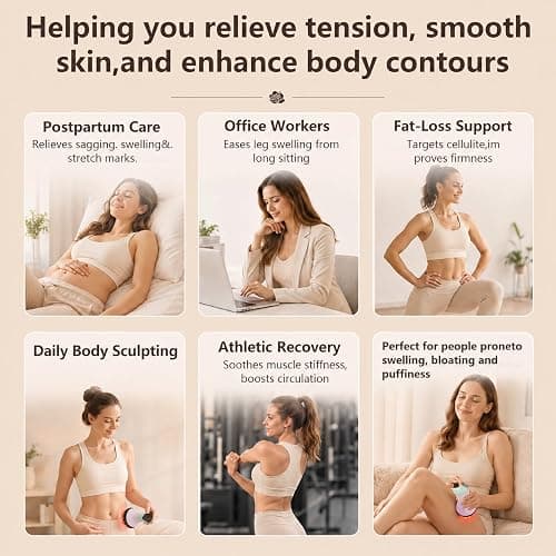 Lymphatic Drainage Massager & Anti Cellulite Massage Tool - Helps Reduce the Appearance of Cellulite and Stretch Marks, 4-in-1 Body Sculpting Machine with Heat, Light, Vibration & Microcurrent thumbnail 8
