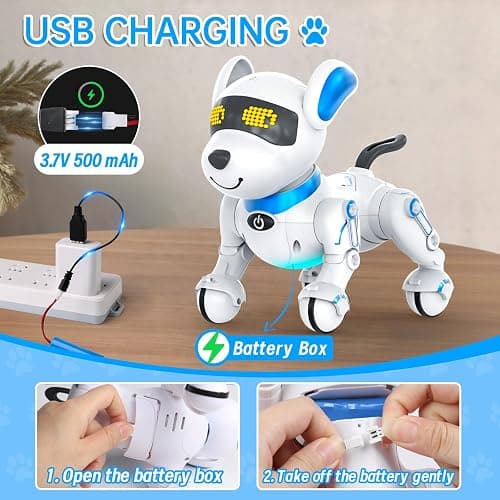 Dwi Dowellin Robot Dog for Kids 8-12,Remote Control Smart Robotic Dogs Pet Puppy Robotic Toy,Interactive Touch Walking Talking Toys for Boys Girls Christmas Birthday Gifts thumbnail 3