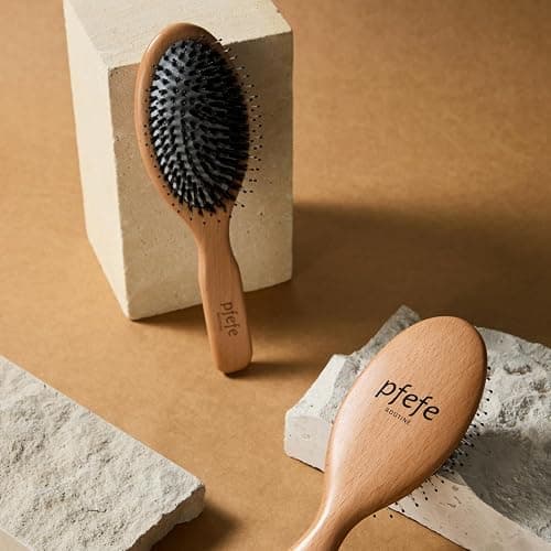Boar Bristle Hair Brush - Natural Beechwood Detangling Brush for Men & Women, Soft Wooden Bristles Bursh with Travel Bag, Hairbrush for Long Short Thick Curly Wet Dry Hair thumbnail 8