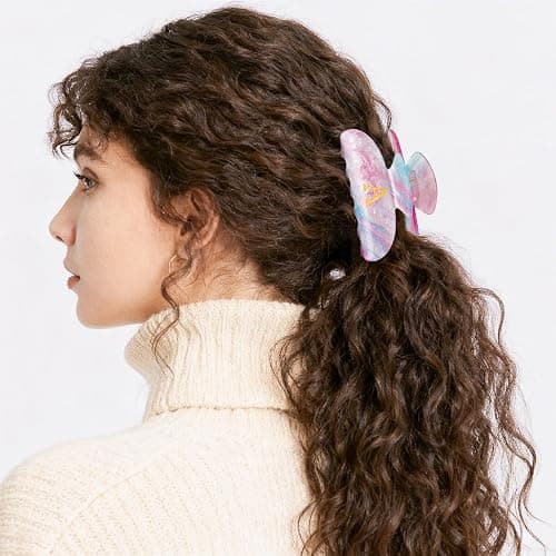 Fycert Gifts for Women Teen Girls,Medium Initial Hair Clips - Lavender,M | Personalized Strong Hold Claw Clips – Great for Updo,Half Up Hairstyle – Daily Hair Accessories,Birthday Bridesmaid Gift thumbnail 2