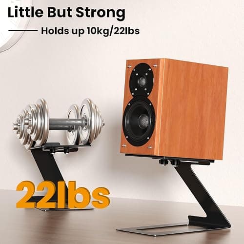 PUTORSEN Desktop Speaker Stands Pair, Speaker Riser for Most Small & Medium Bookshelf Speakers, Computer Speakers, and Studio Monitors, Cantilevered Speaker Stand with Vibration Absorption Pad, Black thumbnail 4