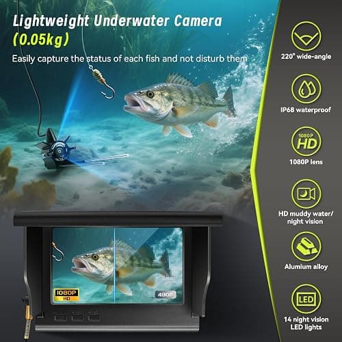Camera for Fishing Underwater Fishing Camera with 100ft Cable,4.3 Inch IPS Display,Infrared Night Vision,220° Wide Angle IP67 Waterproof,1080P HD Imaging for Ice, River and Lake Boat Kayak Fishing thumbnail 2