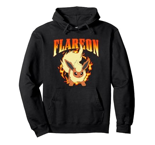 Pokémon Epic Cute Flareon On Fire Attack Big Chest Poster Pullover Hoodie - Image 1