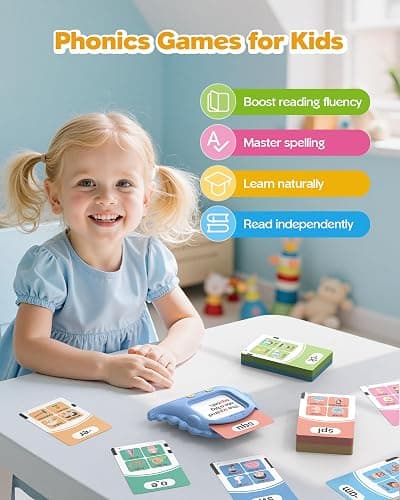 Phonics Talking Flash Cards for Toddlers 3-8, Airbition Learn to Read in 20 Stages, Digraphs CVC Blends Long Vowel Sounds Spelling Reading,Kindergarten First Second Grade Homeschool Educational Study thumbnail 5