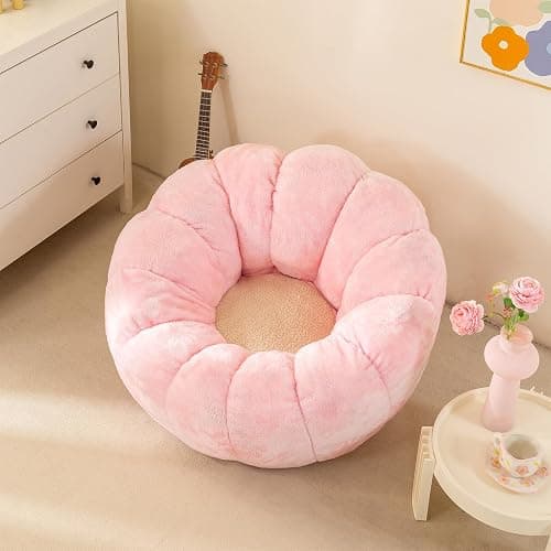 IEVENW Pumpkin Bean Bag Sofa Chair, Bean Bag Chair with Filler for Teens, Kids, Toddler, Comfy and Lazy Sofa for Dorm, Apartment, Living Room and Bedroom, Pink thumbnail 8