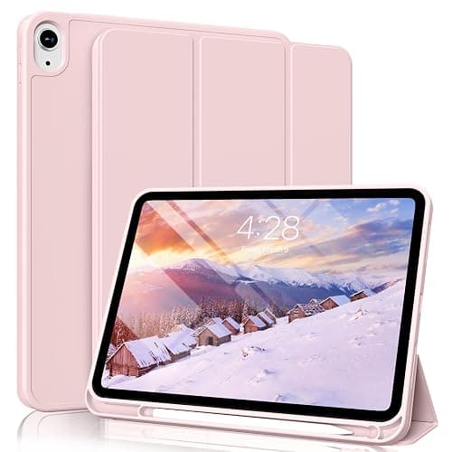 Zktuyu for iPad (A16) 11th 10th Generation Case 11/10.9 Inch with Pencil Holder 2025/2022, Slim Trifold Stand Protective Cover, Hybrid Cover with Soft TPU Back, Pink - Image 1