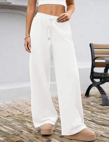 LOMON Women's Sweatpants Wide Leg Fleece Lined Sweat Pants Spring Winter Clothes 2026 Baggy Drawstring Joggers with Pockets thumbnail 3