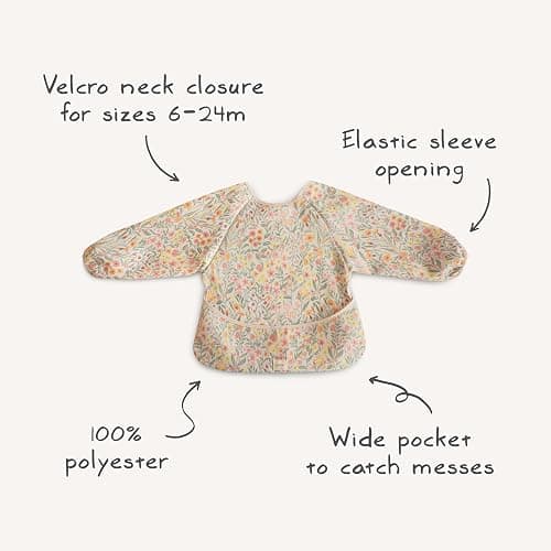 mushie Long Sleeve Baby Bib | Water Resistant Adjustable Fit for Ages 6-24 Months thumbnail 8