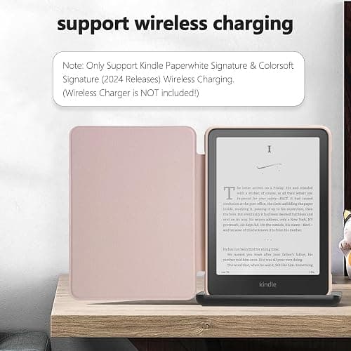 E NET-CASE Case for 7'' All-New Kindle Paperwhite & Kindle Colorsoft 2024/2025,Clear Back Shell Durable PU Leather Cover with Auto Sleep Wake,Love Notebook Pink thumbnail 7