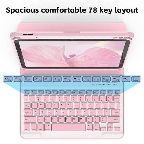 FUWANG For iPad Air 11 inch Case with Keyboard for M3 2025/M2 2024 & Air 5th/4th Gen 10.9 inch, Detachable Magnetic Keyboard Case with Pencil Holder – US Layout Light Pink thumbnail 5