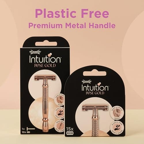 WILKINSON SWORD Intuition Rosegold Women's Razor Pack 1 Handle plus 10 Blades Refills Premium Metal Safety Razor for Smooth Shave thumbnail 5