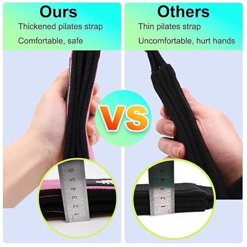 Lights Mountain 1 Pair Pilates Double Loop Straps for Reformer Fitness D-Ring Straps Handle, Yoga Exercise Accessories for Home Gym Workout thumbnail 3