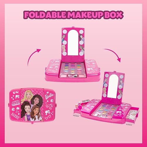 Barbie Beauty Vanity Set with Light-Up Mirror, Includes Lip Gloss, Eye Shadow, Brushes, Nail Polish, Accessories, and More! Ages 3+ Perfect for Parties, Sleepovers, and Makeovers, by Townley Girl thumbnail 7