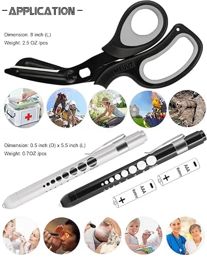 MEUUT 3 Pack Pen light & Medical Scissors-One Pantented Trauma Scissor Two LED Penlight with Pupil Gauge -8" Bandage Scissor for Nurse Doctor EMT thumbnail 6