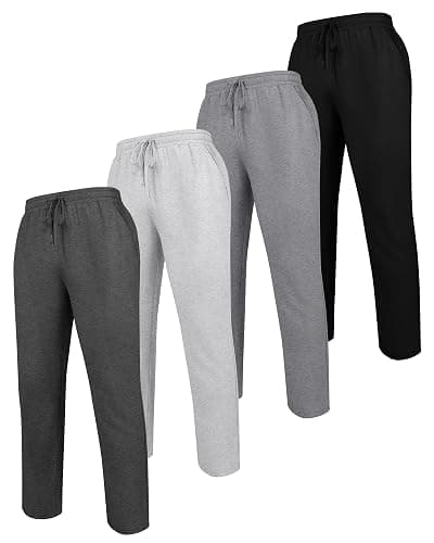 Neer 4 Pack Men's Sweatpants Joggers with Pockets Open Bottom Gym Athletic Pants Baggy Workout Casual Running Clothing thumbnail 4