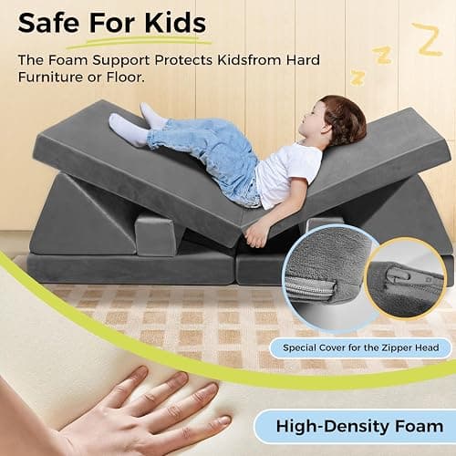Modular Kids Play Couch 18pcs Toddler Floor Sofa, Sectional Couch for Children Bedroom and Playroom Furniture for Playing, Creativing, Convertible Foam and Floor Cushion for Boys and Girls thumbnail 4