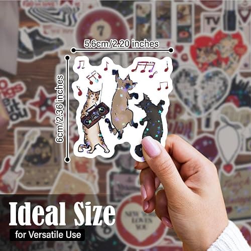 MiStar 102 PCS Holographic Downtown Girl Aesthetic Stickers, Y2K Grunge Cute Pinterest Trendy Red Sticker Pack for Water Bottles Party Favors Decorations Decals Accessories Gifts for Girls Teen Women thumbnail 3