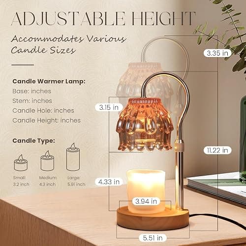 SnowBB Flower Candle Warmer Lamp, Timer Dimmer, Adjustable Height, Birthday Gift for Women Mom Friend Sister, House Warming Gift New Home Decor, Vintage Wax Melt Warmer, Christmas White Elephant Gifts thumbnail 2