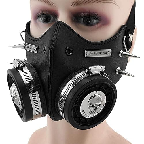 crazy hunter Steampunk Mask Cosplay Skull Masque Men/women Gothic Leather Mask thumbnail 6