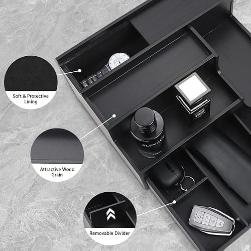 Butizone Cologne Organizer for Men, 3 Tier Perfume Stand Holder with Drawer and Hidden Compartment, Cologne Display Shelf for Dresser, Great Gift for Man/Father, Black thumbnail 5