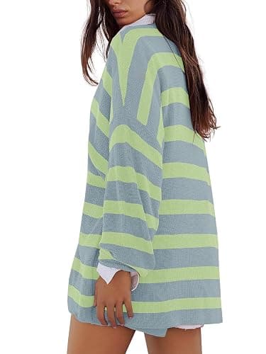 Panadila Womens Striped Sweater Set Oversized Lounge Sets Matching Pajamas Long Sleeve Sweater Top and Shorts thumbnail 3