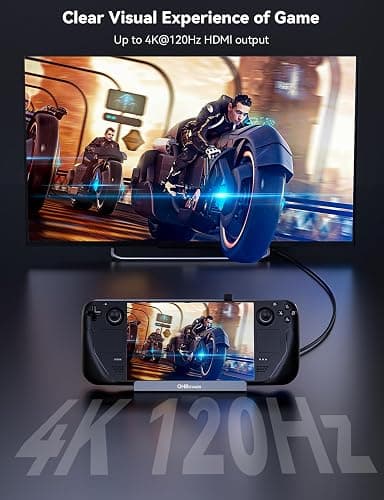 Steam Deck Dock,6-IN-1 Steam Deck Docking Station with 4K@120 2K144Hz HDMI 2.1, 1Gbps Gigabit RJ45, USB A & USB C 3.0 and 100W PD 3.0 Fast Charging,Steam Deck Dock Compatible with Legion Go/MSI Claw thumbnail 3