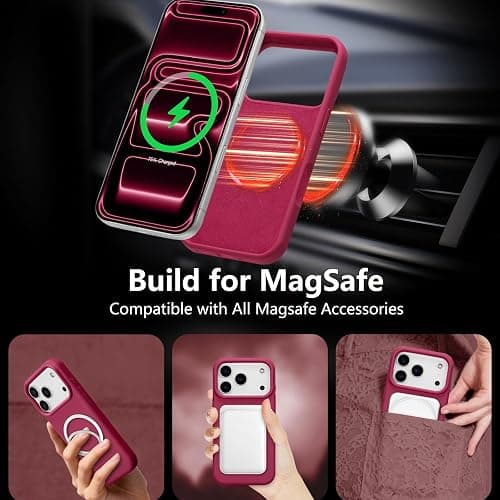 UCASONG Magnetic for iPhone 17 Pro Case 6.3", Premium Liquid Silicone Case,[Compatible with Magsafe][Soft Anti-Scratch Microfiber Lining],Slim Thin Shockproof Phone Cover-Red thumbnail 6