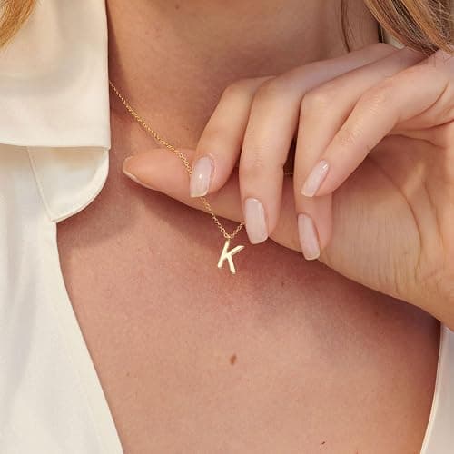 HANLI Initial Necklaces for Women - 14k Gold Plated Dainty Letter Necklace Alphabet A-Z Necklace Personalized Monogram Name Necklaces for Women Jewelry Gifts for Her thumbnail 3