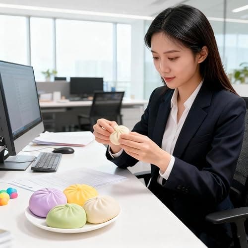 Giant Glitter Dumpling – Mega Rainbow Dumpling Stress Relief Fidget Toy, Soft Squeeze Decompression Dough for Adult Anxiety Relief & Sensory Play (White) thumbnail 2
