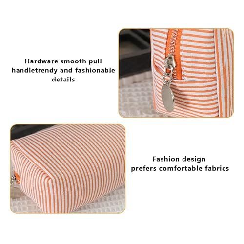 Pencil case, Striped Pencil Pouch,Stylish Simple Pen Bag with Practical Zip, Cosmetic Bag, Pencil Bag Stationery Pouch for Teenage Boys Girls School College (Pink) thumbnail 5