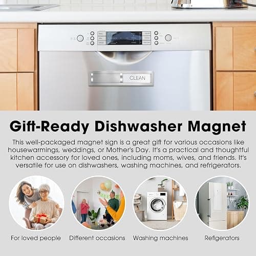 Clean Dirty Magnet for Dishwasher, Premium Stainless Steel, Dirty/Clean Speckled Design, Durable Magnet & Clear Indicators with Extra Tape (Silvery-Gray-01) thumbnail 6