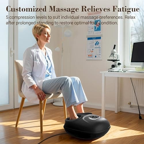 CuPiLo Foot Massager FSA Eligible HSA, Feet Massager with Heat for Plantar Fasciitis Relief, 5 Levels Compression & Vibration Massage for Neuropathy, Christmas Gifts for Women Men, Fits Up to 13" thumbnail 4