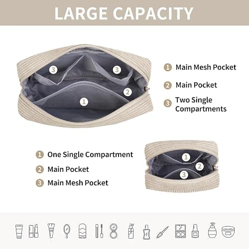 MAGEFY Small Makeup Bag for Purse Mini Cosmetics Bag Corduroy Cute Cosmetic Pouch for Women with Slip-in Pockets thumbnail 3