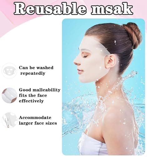 ValueBargain Silicone Facemask Holder Reusable, 3Pcs Silicone Face Mask Holder Firming Facemask Holders for Sheet Masks, Wet Locking Avoid Evaporation Skincare Beauty Tool Pink Gold White thumbnail 3