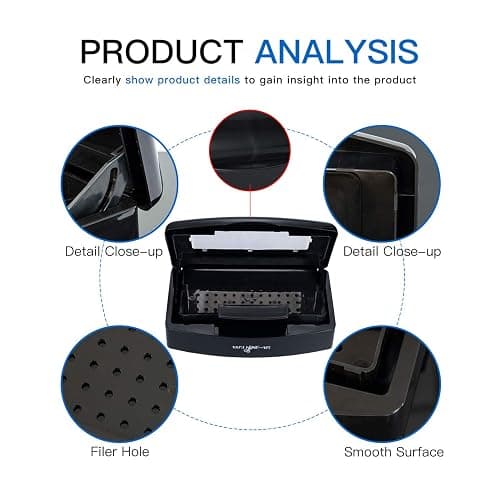 Machine-Ya Plastic Sterilizing Tray,sterilization box,nail art tool sterilizer tray, Sterilizer Tray Box Nail Art Salon Sterilizing Too（black） thumbnail 5