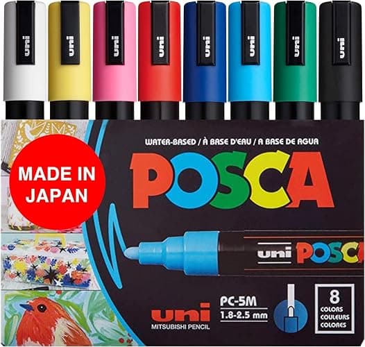 POSCA 8-Color Paint Marker Set, PC-5M Medium - Image 1