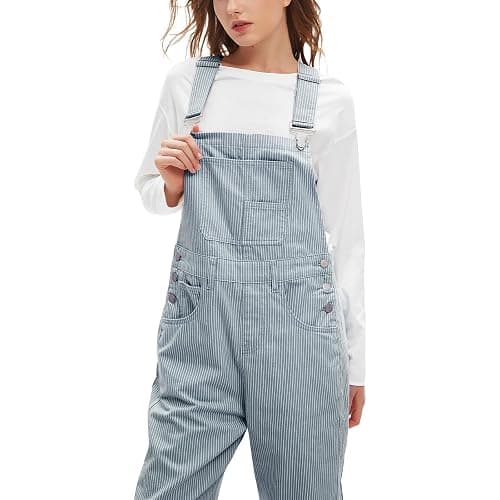 Kedera Women's Striped Bib Overall Barrel Casual Baggy Overall Pants Jumpsuits Adjustable Wide Leg Jumpsuits with Pockets thumbnail 4