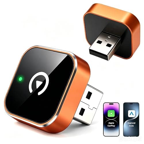 2026 Upgraded Wireless Carplay Adapter, 2-in-1 Car Accessories Convert Wired to Wireless,Carplay Wireless Adapter Stable Fast Auto Connect Mini Carplay Adapter(Core Metal Orange) - Image 1
