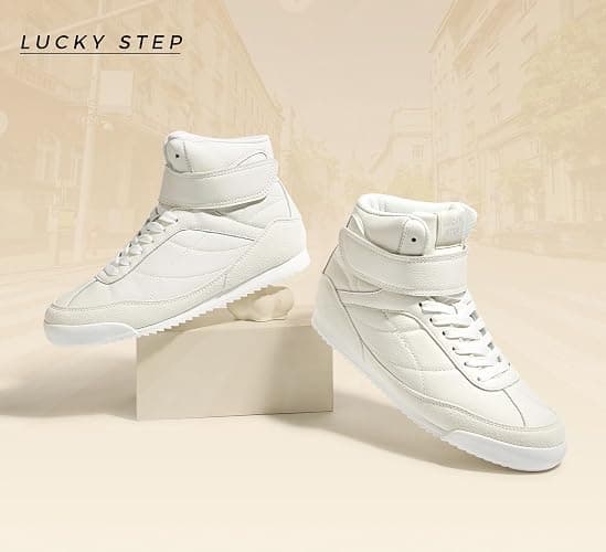LUCKY STEP Women's High Top Sneakers Hook and Loop Lace Up Fashion Basketball Ankle Boots Skate Tennis Shoes Walking Casual Shoes thumbnail 7
