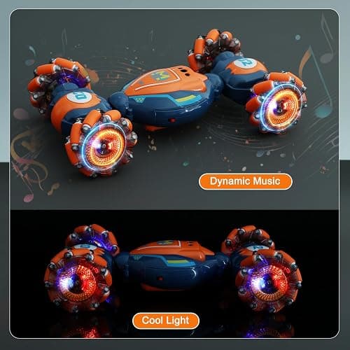 Gesture Sensing RC Stunt Car - Boys Girls Toys Age 6-8-12, 4WD Hand Controlled Remote Control Twist Car with Light & Music,Cool Birthday presents and Ideas Gifts for Kids Age 6 7 8 9 10 11 12 YearsOld thumbnail 3