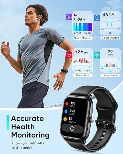 Fitpolo Smart Watches for Men Android & iPhone, Alexa Built-in [1.8" HD Screen] IP68 Waterproof Fitness Watch with Bluetooth Call (Answer/Make), Heart Rate/Sleep/SpO2 Monitor, 105+ Sports Tracker thumbnail 3