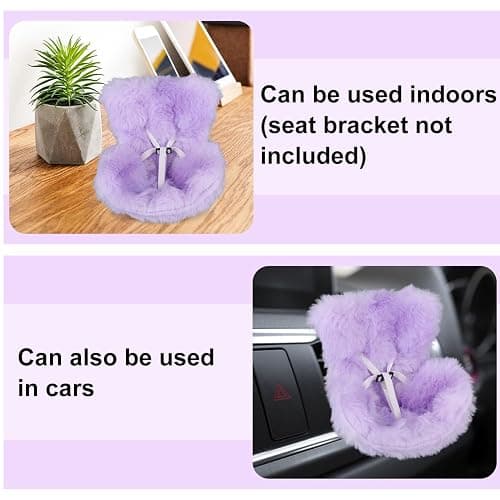 Doll Car Seat, Plush Safety Seat Vent Clip with Vent Clips for 17cm Dolls Carseat Baby Stroller Stylish Toy Ornaments for Vehicle Home Furniture Decorations Desktop Display (Purple) thumbnail 6