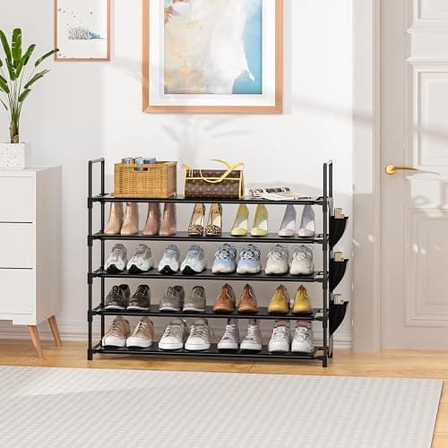 OYREL 5 Tier Shoe Organizer Rack for Closet, Entryway, Garage, Door, Space Saving, Shoe Holder Stand/Tower, Large, 20-25 Capacity thumbnail 2