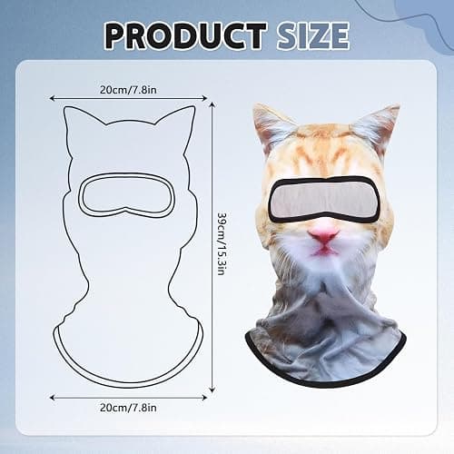 Cat Ski Mask, Cats Dogs Funny Sheisty Masks, Animal Hood Windproof Balaclava Hat for Skiing Activities thumbnail 2
